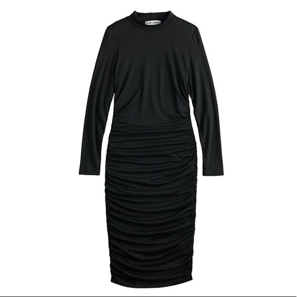 Almost Famous Black Ruched Bodycon Midi Dress M